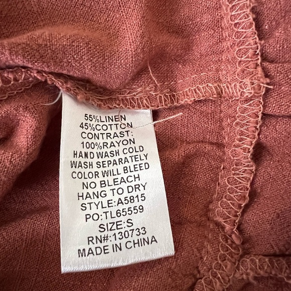 Umgee Linen Blend Animal Print Button Front Tunic Dress Pocket Canyon Clay Small - Picture 11 of 11